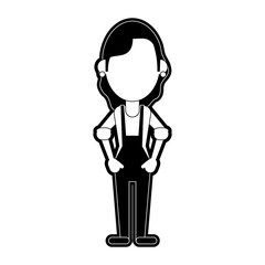 Woman with overrall faceless avatar icon vector illustration graphic design