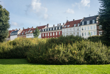 Fototapeta na wymiar Row of colorful homes Copenhagen in Denmark
