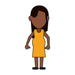 Woman pregnant in dress icon vector illustration graphic design