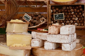 Cheese for sale at Le Marche Vevey