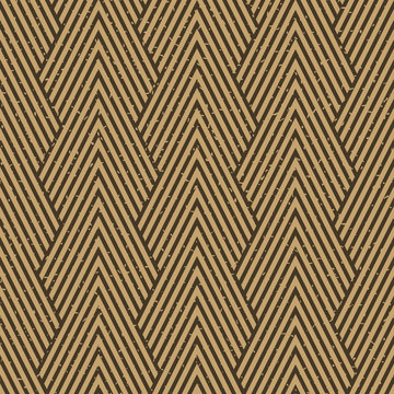 Seamless kraft paper brown and black art deco optical chevron mountains pattern vector