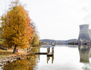 Fototapeta premium Dock on the river in Plymouth bottom WV