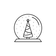 snow globe ball new year chrismas line icon