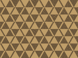 Seamless kraft paper brown and black grunge african ethnic triangular geo pattern vector