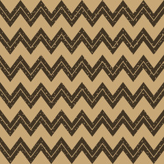 Seamless kraft paper brown and black grunge basic zigzag pattern with a stripe vector
