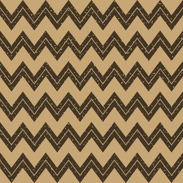 Seamless kraft paper brown and black grunge basic zigzag pattern with a stripe vector