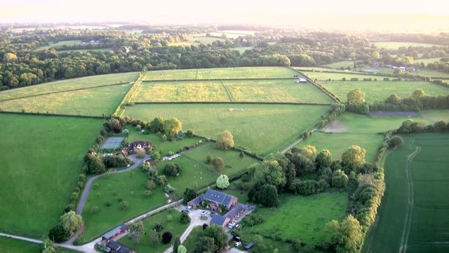 Aerial view of Buckinghamshire Landscape / Aerial view of Buckinghamshire Landscape - United Kingdom - Hot air balloon aerial videography