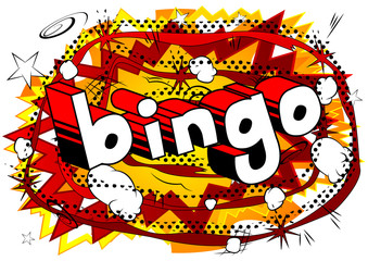 Bingo - Comic book style word on abstract background.