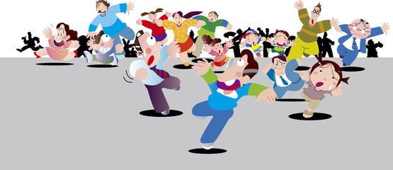 災害に襲われる群集