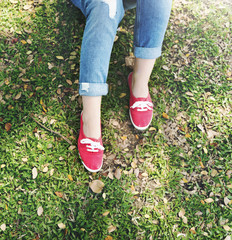 A girl laying in the grass