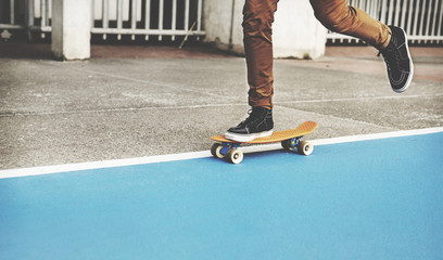 Young man skateboarding shoot.