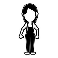 Woman with overrall faceless avatar icon vector illustration graphic design