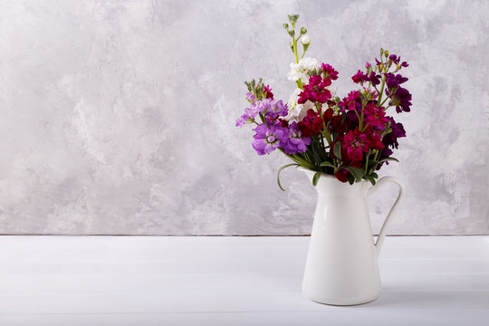Bouquet of matthiola in a vase