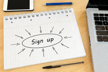 Sign up text concept