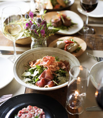 Food on a dinner table
