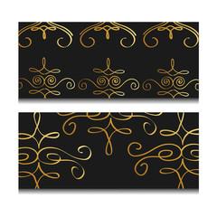 ornate golden decorative luxury banner dark background vector illustration