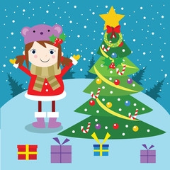 MERRY CHRISTMAS HOLIDAY SEASON CELEBRATION VECTOR ILLUSTRATION CHARACTER