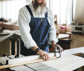 Craftsman working in a wood shop