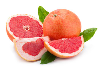 Orange grapefruit on white