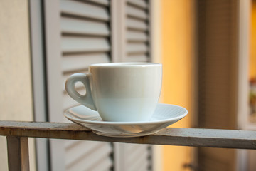 Cup of coffee espresso, with blured background