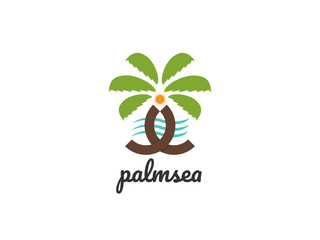 Fototapeta premium isolated Palm tree logo design template vector illustration
