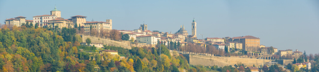 Fototapeta na wymiar Bergamo. One of the beautiful city in Italy. Lombardia. Landscape on the old city from the hills