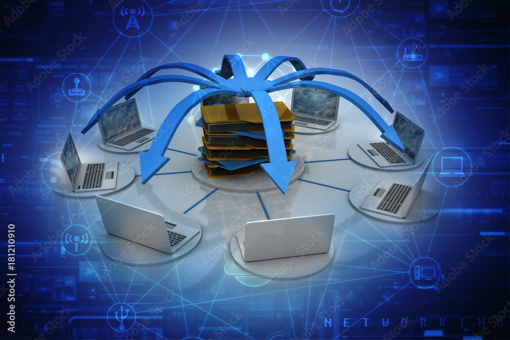 Poster 3d rendering technology computer network