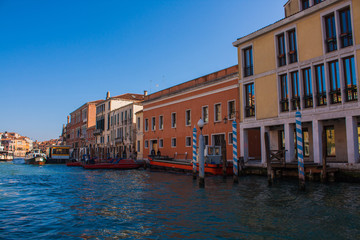 Venice City of Italy. View on Grand Canal, Venetian Landscape with boats and gondolas