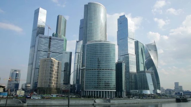 MOSCOW, RUSSIA – AUGUST 22, 2016: business complex of moscow city with modern futuristic architecture
