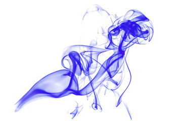Abstract blue smoke over white background