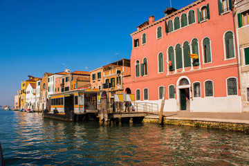 Venice City of Italy. View on Grand Canal, Venetian Landscape with boats and gondolas