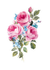 Fototapeta na wymiar Watercolor floral vector composition