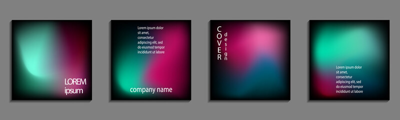 Minimal fluid colors covers set. Future geometric gradient background. Vector templates for placards, banners, flyers, presentations and reports