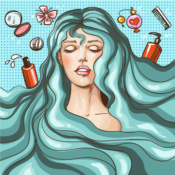 Vector Vintage Pop Art Beauty Salon Poster