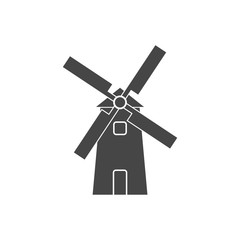 Windmill icon, Vector black silhouette 