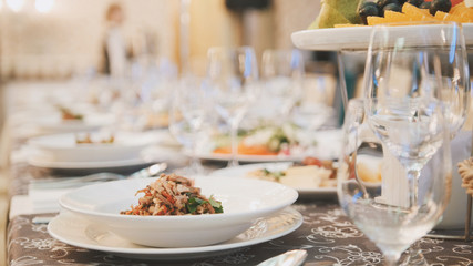 Catering food in restaurant before wedding