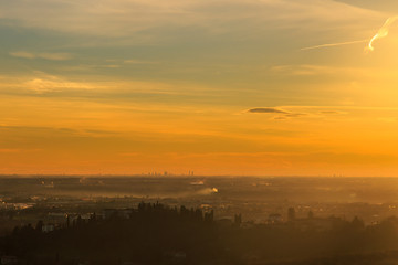 colorful sunset in Bergamo