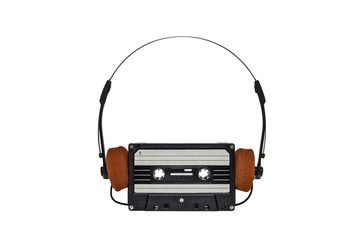 Cinta cassette y auriculares a&ntilde;os 80