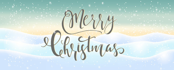 Light blue abstract Christmas background with white sparkling snowflakes