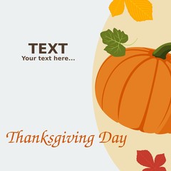 Editable Thanksgiving Day Pumpkin and Autumn Leaves Vector Illustration for Text Background