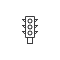 Traffic light line icon, outline vector sign, linear style pictogram isolated on white. Stoplight symbol, logo illustration. Editable stroke