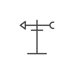 Wind vane line icon, outline vector sign, linear style pictogram isolated on white. Direction vane symbol, logo illustration. Editable stroke