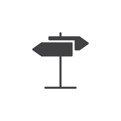 Signpost icon vector, filled flat sign, solid pictogram isolated on white. Road sign symbol, logo illustration.