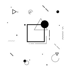 Motion graphics black and white elements. Vector illustration background. Geometric figures