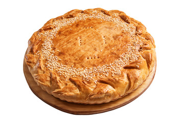 Close up of a Christmas Mince Pie isolated on a white background
