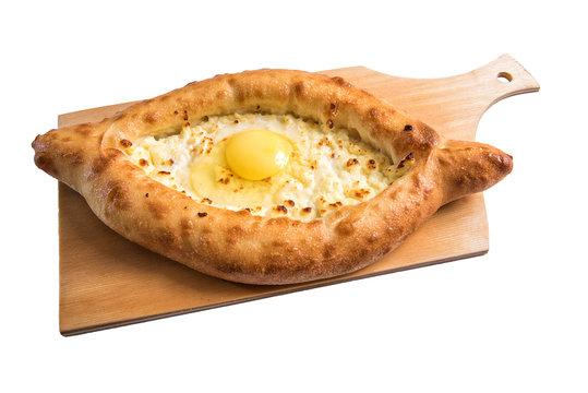 Ajarian Khachapuri With Egg Isolated