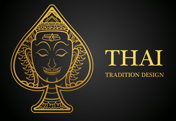 Thai art element Traditional design gold for greeting cards,cover.vector