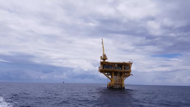 Small offshore platforms in the middle of the ocean 
