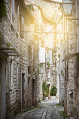 Old Stone Narrow Streets of Trogir, Croatia.