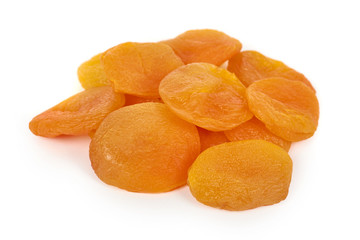 delicious and healthy dried apricots isolated on white background, healthy sweet snack